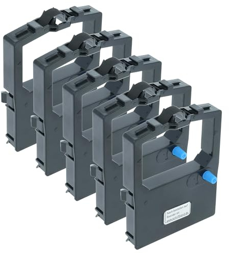 vhbw 5x Farbband Schriftband kompatibel mit Utax P 600/4 | P 600/5, P 300/3, P600, P 600/0, P 600/3 Nadeldrucker, Bondrucker - Schwarz