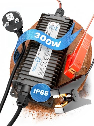 Bauer Electronics | 12V Batterie-Ladegerät LiFePO4 14,6V 20A 300W | Optimiert für Lithium-Eisenphosphat-Akku | Auto-Batterie Charger Wasserdicht KFZ Motorrad