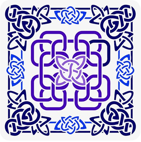 FINGERINSPIRE Keltische Fliesen Malschablone 30x30 cm Ausgehöhlte Blumen Zeichenvorlage Kunststoff PET Geometrisches Muster Schablone Zum Malen Dekorative Wikinger Themenvorlage Für Wand Bodendekor