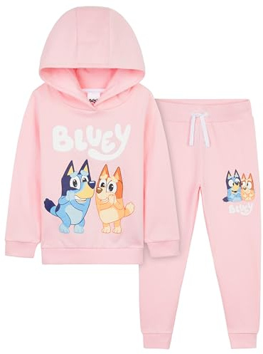 Bluey Girls Tracksuit Set, Comfy 100% Cotton Loungewear Activewear - Gifts for Girls (Pink, 4-5 Years)