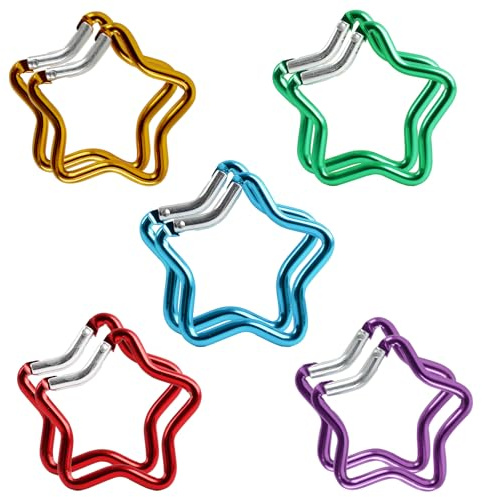 10 Stück Stern Karabiner Stern Schlüsselanhanger Karabiner Anhänger Haken Karabiner Schlüsselanhänger Sterne Schlüssel Karabiner Klein zur Dekoration Geeignet Vater 5 Farben