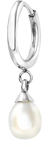 Breil, Collezione Hazard, Orecchino Uomo in Acciaio con Perla Naturale d'Acqua Dolce, Chiusura a Clip, Lunghezza 20,5 mm