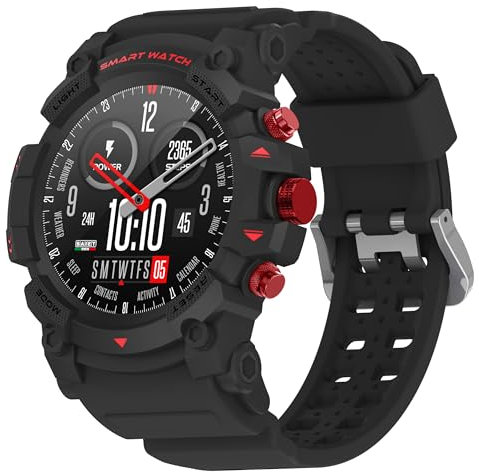 SAIET - Smartwatch W4RR1OR con Funzioni GPS, Chiamate e Messaggi - Orologio Digitale in Vetro Temperato Waterproof - Smartwatch Sport - Nero