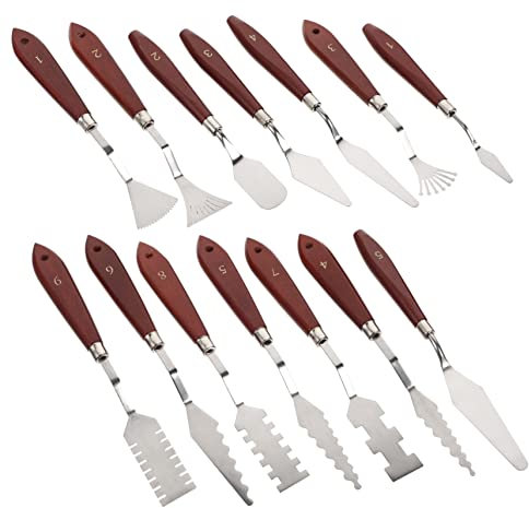 TEHAUX 14piezas Espátulas Inoxidable para Pintura Al Óleo Herramientas para Colores Artístico Versátil