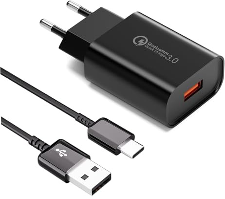 Kayshow USB Ladegerät Stecker mit USB Typ-C Schnell Ladekabel 2m für Samsung Galaxy S21 S20 S10 S9 S8 A14 A15 A25 A34 A55, Xperia 10 II, Redmi Note 10, Huawei, QC 3.0 Schnellladegerät USB Netzteil