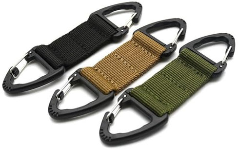 Starvway 3pcs Ear Hook Carabiner Keychain with Double-Sided Nylon Headband Extension Buckle - Triangle Tactical Extender