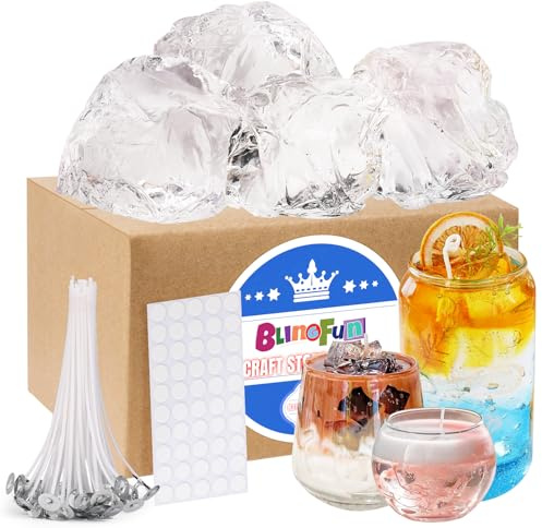 Gel Wax for Candle Making with 4 pcs Jelly Wax,50pcs Candle Wicks & 50pcs Stickers Candle Wax for Candle Making,Handcraft Scented Candles Supplies