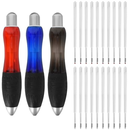 3 Stück Big Fat Stifte mit Schlüsselbändern,Große Dicke Stifte Hilfsmittel Große Stiftes,mit 20 Ersatzminen,Premium Kugelschreiber Set,Ergonomische Kugelschreiber,für Handzittern, Schwache Hand