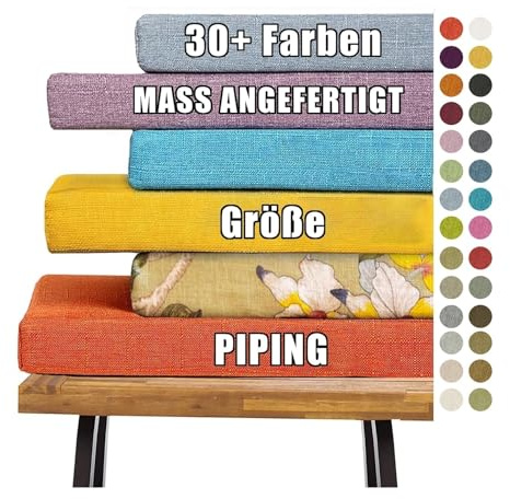 HQQXZQ Bankkissen Bankauflage Nach Maß Sitzkissen, Waschbar Abnehmbarem Bankauflage Stuhlkissen - für Gartenbank Schaukel, Terrasse, Esstisch, Bank, Drinnen, Viele Farben und Größen (5cm Dicke)