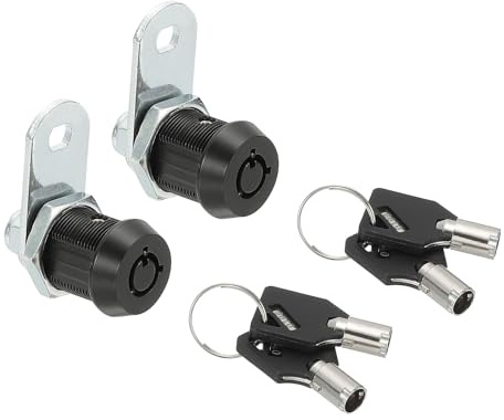 PATIKIL 1-5/16 Cabinet Cam Locks, 2 Pack Keyed Alike Cabinet Cam Locks Set Lock Replacement Zinc Alloy Storage Lock for Drawer RV Storage Toolbox, Black