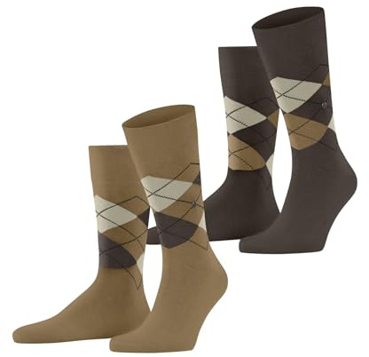 Burlington herr Strumpor Everyday Argyle M So bomull mönstrade 2 par, Beige Brown Sugar 5152, 40-46