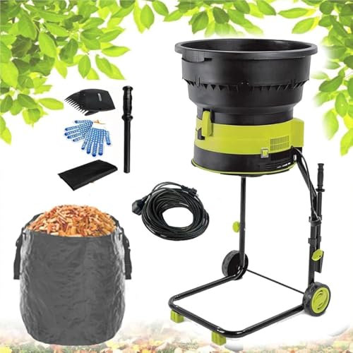 trituradora Compost silenciosa para Hojas,Trituradoras de 8000 RPM,con Ruedas, rastrillo para Hojas, Bolsa de Almacenamiento,para desechos de jardín, Hojas,40MPowerCord