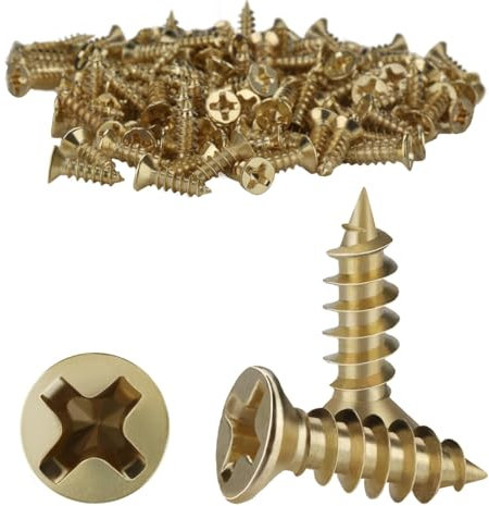 TXXATX M2,6x6 mm Holzschrauben 300 Stück Kreuzkopf Screws Farbe Gold Schrauben Holz Kleine Flachkopfschrauben Selbstschneidende Schrauben mit Senkkopf Senkkopfschrauben für Bürogeräte Holzmöbel DIY