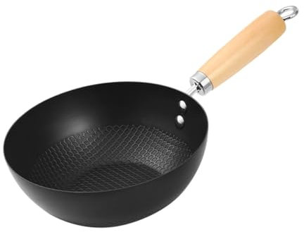 Mikinona Wok Piccolo in Ferro Wok Fondo Tondo Per Cucina Uso Domestico Utensili Da Cucina