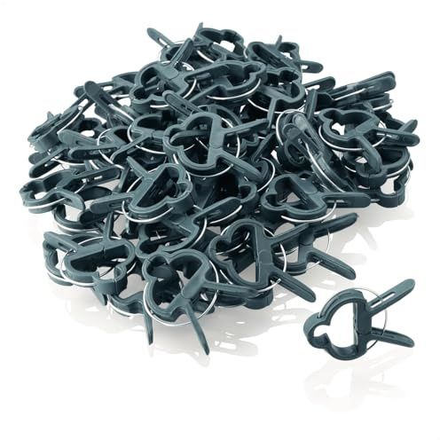 com-four® 60x Pflanzenklemmen klein, Rankhilfen zur Sicherung von Pflanzen | Pflanzenklammern für Planen - Rankkäfige für Tomaten - Rosenklammern - grüne Pflanzenclips