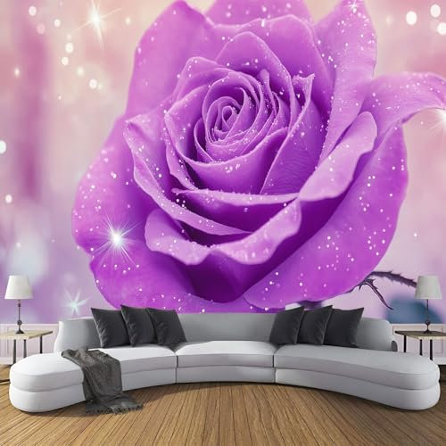 Verträumte Lila Rose Fototapete - Luxus Sternenlicht - Größe 400X280Cm (Breite X Höhe) Wandtapete Tapete, Wandbild Wandtattoo Dekoration - Tapete, Kinderzimmer, Kindertapete
