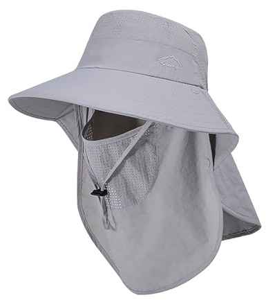 TAGVO Sombrero de Pesca para Hombre Mujer con Máscara Facial de Malla Desmontable, Sombreros para el Sol Transpirable ala Ancha con Protección UV, Sombrero Pescador Plegable para Safari Excursionismo