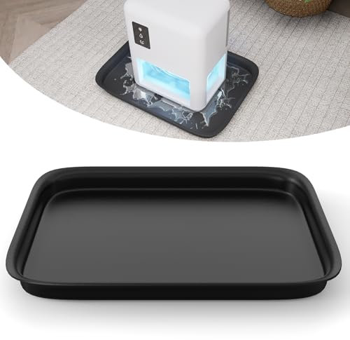 Forestchill Drip Tray for Dehumidifier, 13 x 9 x 2 Hard Plastic Drip Pan with Raised Edge, Leak-Proof Floor Protection for Semiconductor Dehumidifiers, Black