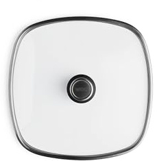 Woll Logic Pro Sicherheitsglasdeckel, viereckig, 28 x 28 cm, mit Edelstahldeckelknopf