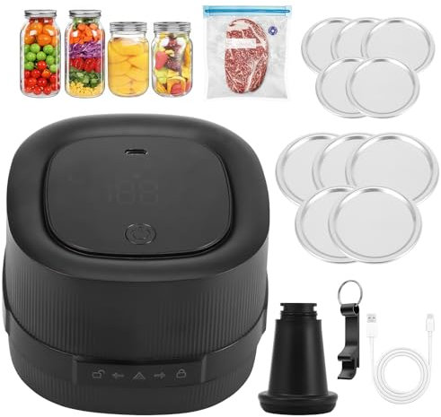 PCXWTLN Mason - Envasadora al vacío eléctrica para tarros de conservas, con indicador LED de batería, sin cables, para tarros de conservas con abrelatas, tapa grande y pequeña