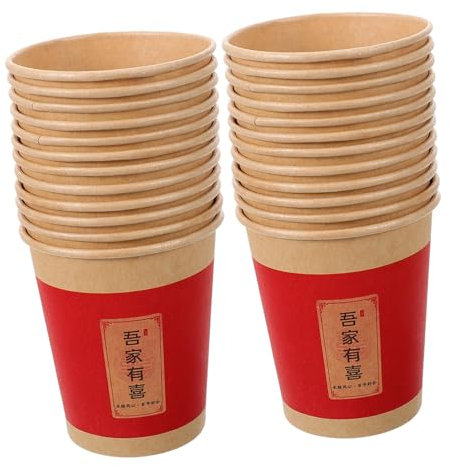 PACKOVE 50pcs Disposable Wedding Cups Chinese Style Paper Drinking Cups for Parties Lightweight Single Use for Celebrations Weddings