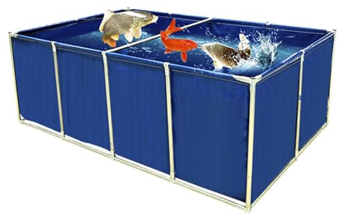 Aeovot Outdoor Fischteich Lagertank aus Segeltuch, Aquarium-Pool mit Stahlrahmen und PVC Ablassventil, Gartenteich Becken, Hochteich Faltbecken für Koi Zucht Wasser Bewässerung(180x120x80 cm)