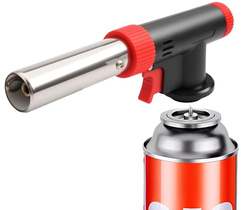 Blow Torch Attachment Head Adjustable Flame, Cooking Butane Gas Torch with Safety Switch Fits for Creme Brulee, Catering Culinary, Camping BBQ, Baking, Light Soldering (Gas Not Included