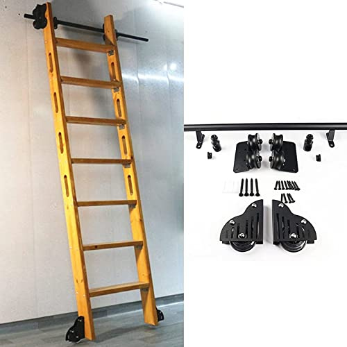 Generico Kit ferramenta per Porta Scorrevole da fienile, Binario/rotaia Tondo, libreria ferramenta per Scala Mobile con rotelle a Pavimento (Senza Scala), 3,3-20 Piedi (Dimensioni: Kit bina