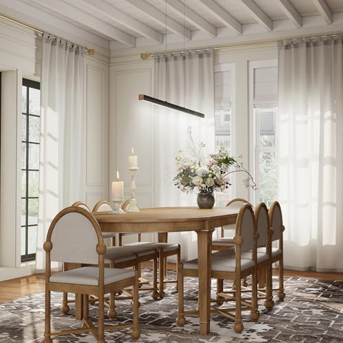 UISEBRT Moderne Pendelleuchte Schwarz 120cm, LED Hängeleuchte Hängend für Wohnzimmer, Deckenlampe Hängend 48W, Höhenverstellbar bis 115cm, Esszimmerlampe, Linear Design - Kaltes Licht