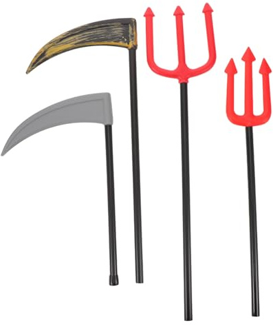 Baluue 4 Piezas Hoces de Halloween de Plástico Accesorios Decorativos para Disfraces Juguetes Ergonómicos y Realistas para Fiestas Infantiles y Actuaciones Escénicas