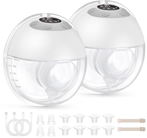 Haokoo Tiralatte Elettrico Indossabile Senza Mani, Tutto in Uno Tira Latte Neonati Elettrico per Uso Quotidiano e Lavoro, 4 Modalità 12 Livelli, Senza BPA, Flange 17/19/21/24/27 mm, 2 Pezzi