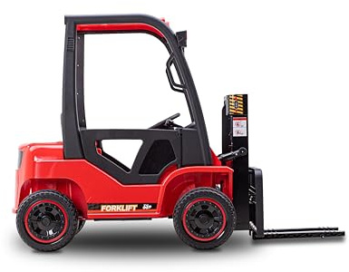 FINOOS Kinder elektroauto - Kinder Elektro Gabelstapler 12V – 2 × 40W Motoren - Mit Fernbedienung - ab 1 Jahre - Bis 6 km/h - Inkl. Palette - 35kg Traglast (Rot)