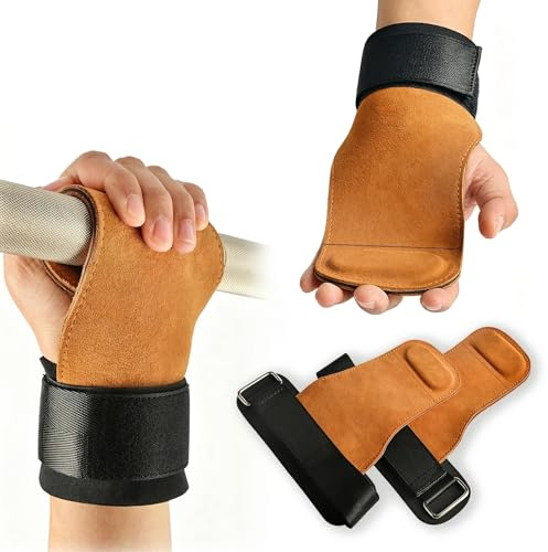 Sangle de Tirage Musculation Double Couche Leder 12mm, Fast Grip Anti-Dérapantes 300kg, Soutiens de Poignet pour Deadlift, Tractions, Haltérophilie, Crossfit, Équipement Unisex