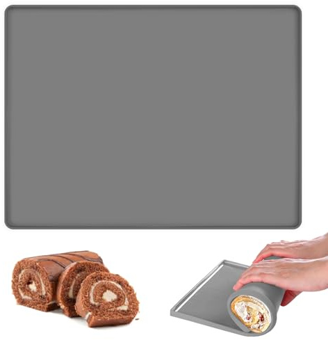30x40cm Plaque pour Genoise, Anti-adhésif Moule Genoise Silicone Rectangle | Réutilisable Tapis de Cuisson pour Gâteau Roulé, Tapis à Gâteau Roulé Suisse Sans BPA pour Pâtisserie, Bonbons, Gâteaux
