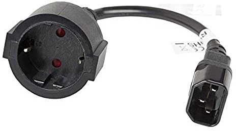 Lanberg CA-C14E-10CC-0018-BK - Prolunga per cavo di alimentazione Iec 320 C14, 0,2 m, colore: Nero