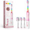 Seago Elektrische Zahnbürste Kinder ab 3 Jahren mit bunten LED Licht, 4 Aufsteckbürste, Smart Timer, Wasserdicht IPX7, SG977(Rosa)