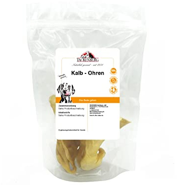 TACKENBERG 250 g Kalbsohren für Hunde - leckerer natürlicher Kausnack in Premiumqualität - schonend getrocknet - reines Naturprodukt zur Belohnung, als Snack oder Leckerli