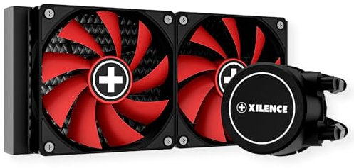 Xilence LQ240 AMD und Intel 240mm AiO Wasserkühlung, AM5/AM4, LGA 1700/2066/2011/1151/1150/1155/1156/1200, 300W TDP, leise 2x 120mm PWM Lüfter, für hohe Kühlanforderungen im Gaming/Streaming, schwarz