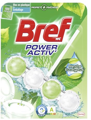 Bref WC Power Activ' Minze Eukalyptus - 1 WC-Block (50 g) - WC-Reinigungsmittel - Anti-Kalk-Reinigungsschaum