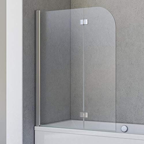Schulte Badewannenfaltwand Breathe, 2-teilig 113 x 142 cm, 5 mm Sicherheitsglas (ESG) Klar hell, Chromoptik, Montage auf Badewanne, D693476210 41 50