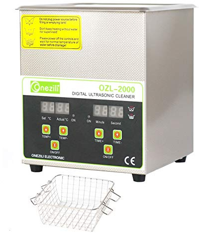 Limpiador ultrasónico profesional de funcionamiento digital, con cesta y temporizador, para limpieza de PCB grande, piezas de metal, herramientas, verduras, joyas, hoja, etc., 2L, Metales no preciosos