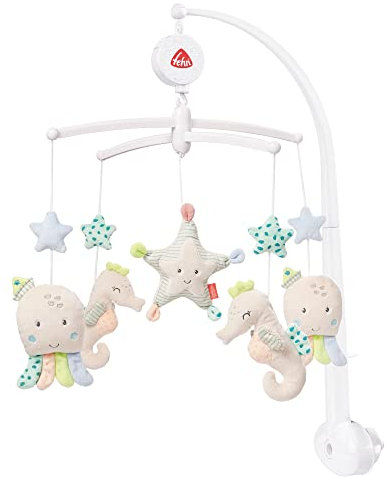 Fehn Musik Mobile Meereskinder - Baby Einschlafhilfe Musikspielzeug - Spieluhr Melodie Schlaf Kindlein Schlaf - Musikmobile Babybett Zubehör Spielzeug für Babys und Neugeborene von 0–5 Monaten