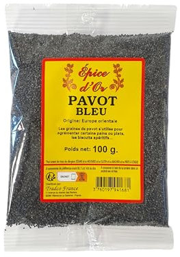 Pavot Bleu 100g - Epice d'Or, Graines De Pavot Bleu, 100% Naturel, Sans Colorant, Sans Additif, Sans Arôme Artificiel, Sans conservateur