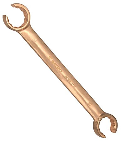 WEDO Doppelringschlüssel für Bremsleitung,Nicht funkelnd Offener Ringschlüssel,Berylliumkupfer,Größe 30x36mm,Länge 330mm,Doppel-Sechskant Ringschlüssel,Nicht magnetisch,BAM/FM-Zertifikat