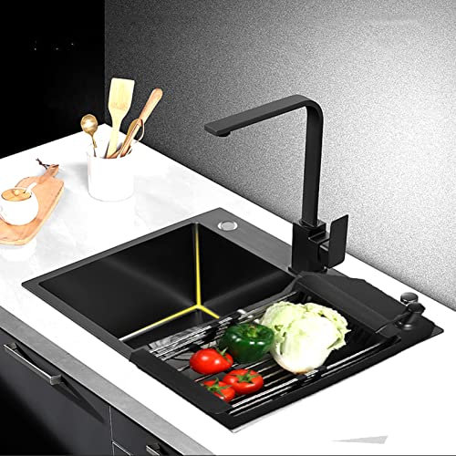 Yadlan Fregadero Bajo Encimera 50cmx40cm, Fregadero Cocina Un Seno con Escurridor, Acero Inoxidable Fregaderos De Un Seno, Fregadero De 1 Cubeta, Triple Posibilidad De Instalación