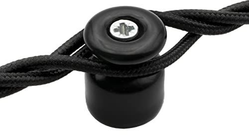 Amarcords - Fermacavo grandi con viti e tasselli. 25 isolatori vintage in porcellana colorati per installazioni di cavi treccia a parete colore NERO