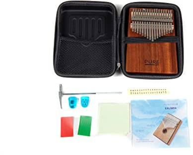 GEWA Kalimba Daumenklavier solid Mahagoni, 17 Stahlzungen, stimmbar, inkl. Tasche, Stimmhammer, Anleitung 17 Stahlzungen solid