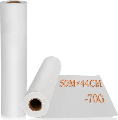 ASelected Lot de 2 Rouleau De Papier Dessin Blanc, 43cm x 25m Rouleau Papier Peinture Pour Le Papier Chevalet, Papier à Dessin pour Tableau D'affichage, l'art Mural, Le Papier d'emballage