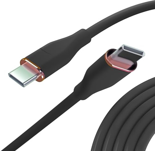 Nolhel Cavo USB Type-C Ricarica Rapida 60w, Cavo USB C USB C da 1m Colorato in Silicone Resistente, Cavetto Cellulare Tipo C Compatibile con Macbook e Smartphone (Nero, 1 m)