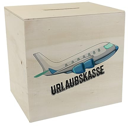 Urlaubskasse Flugzeug Spardose aus Holz in weiß EIN schönes Sparschwein zum Sparen auf die nächste Traumreise Urlaub Sommer Sparbüchse fliegen dekorativ